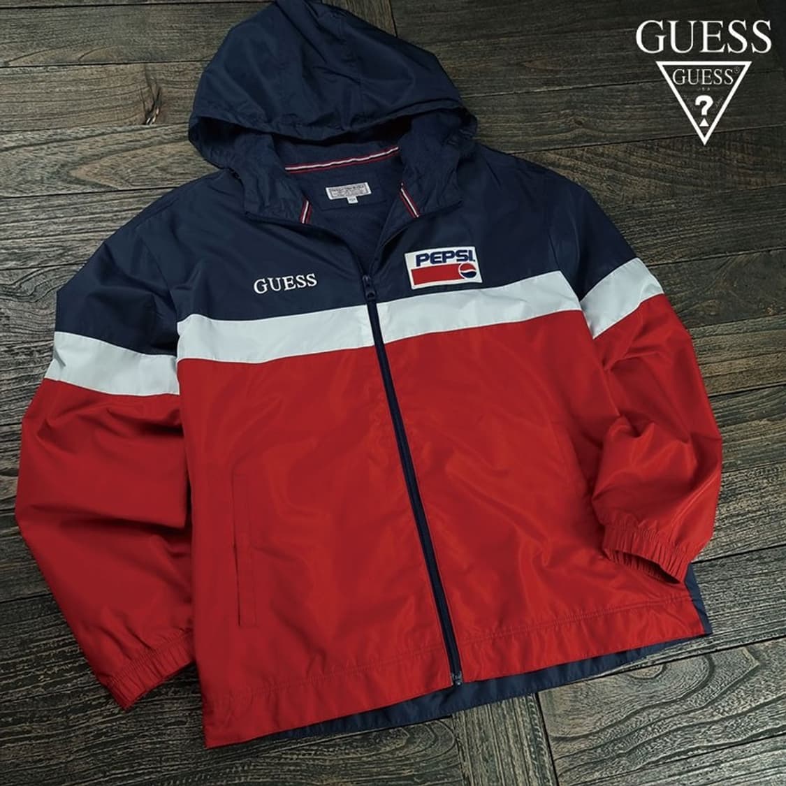 [게스 X 펩시] 패치 후드 바람막이 자켓 M19066 상품이미지1