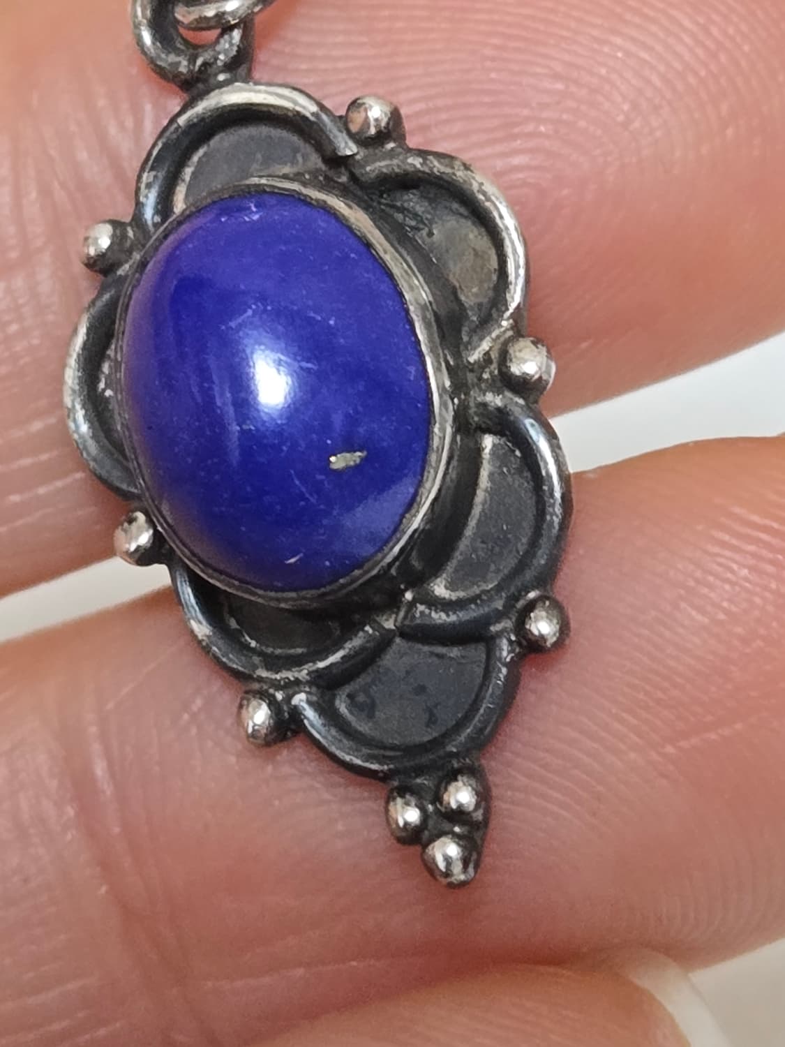 유럽 빈티지 라피스라즐리 실버프레임 후크형귀걸이 상품이미지4