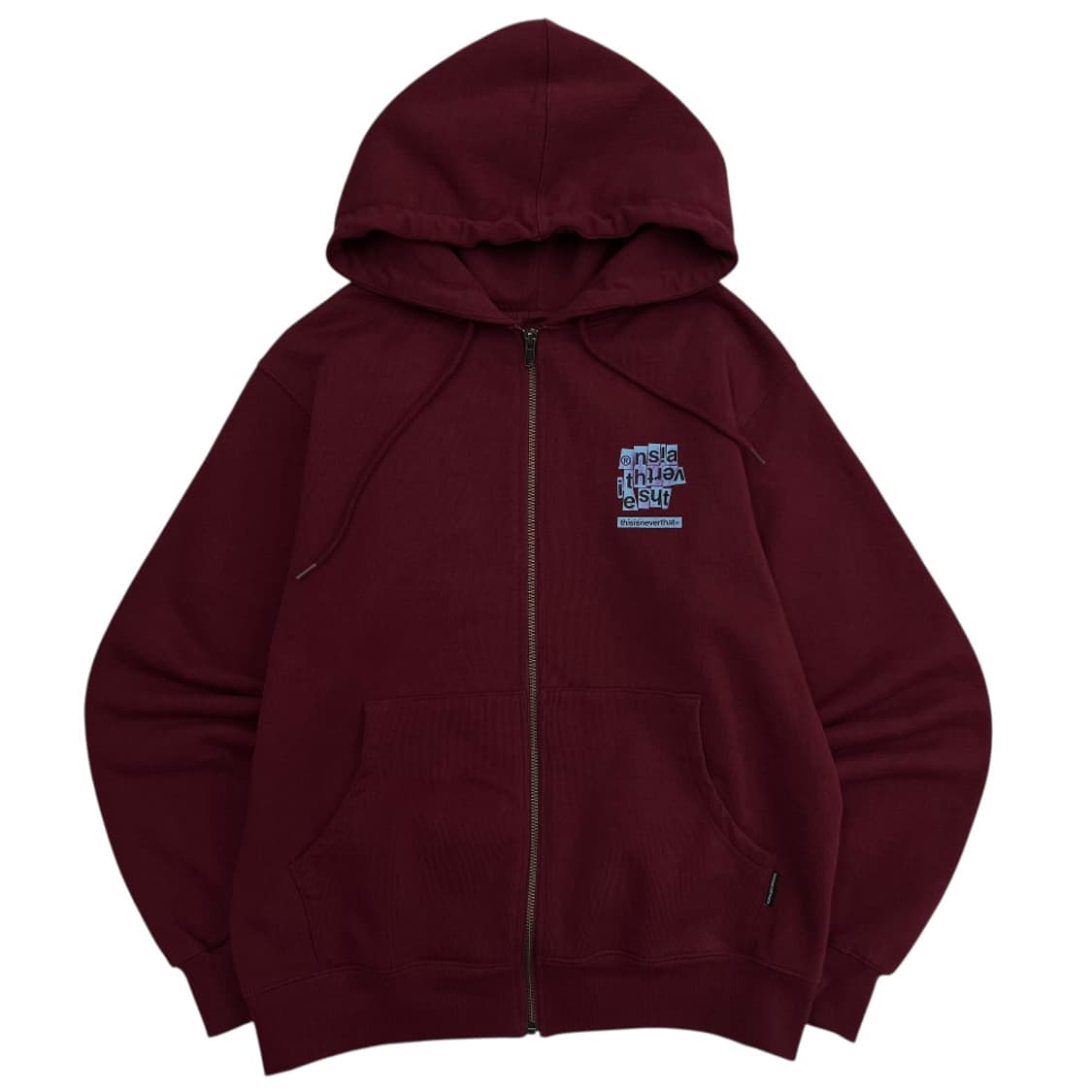 디스이즈네버댓 패치로고 버건디 후드집업 S 상품이미지3