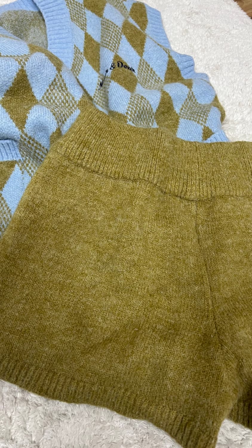 near&dear Diamond knit vest & shorts set 상품이미지5