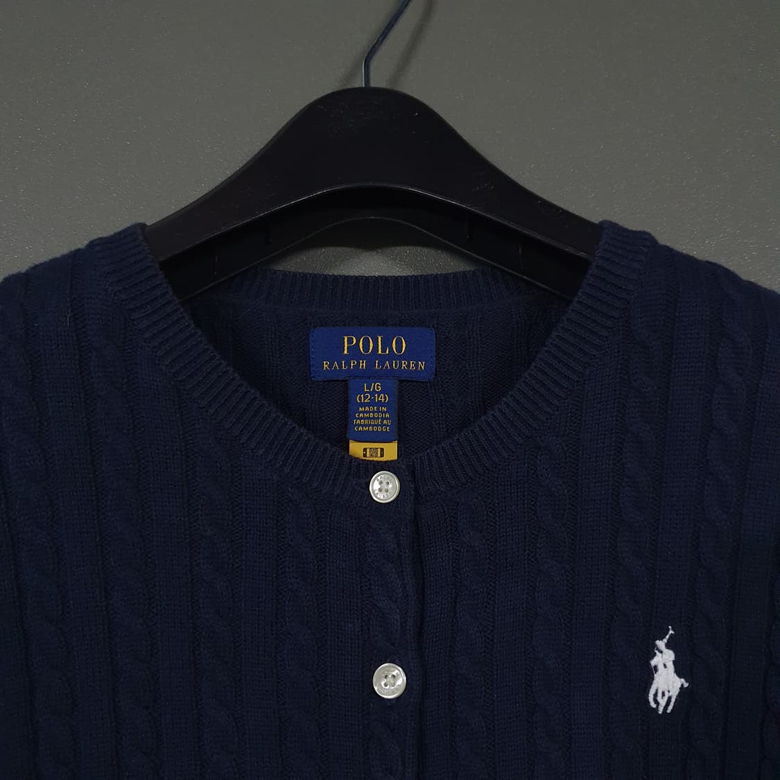 여성) 폴로 랄프로렌 신형 22FW 큐알 포니 케이블 니트 꽈배기 가디건 상품이미지4