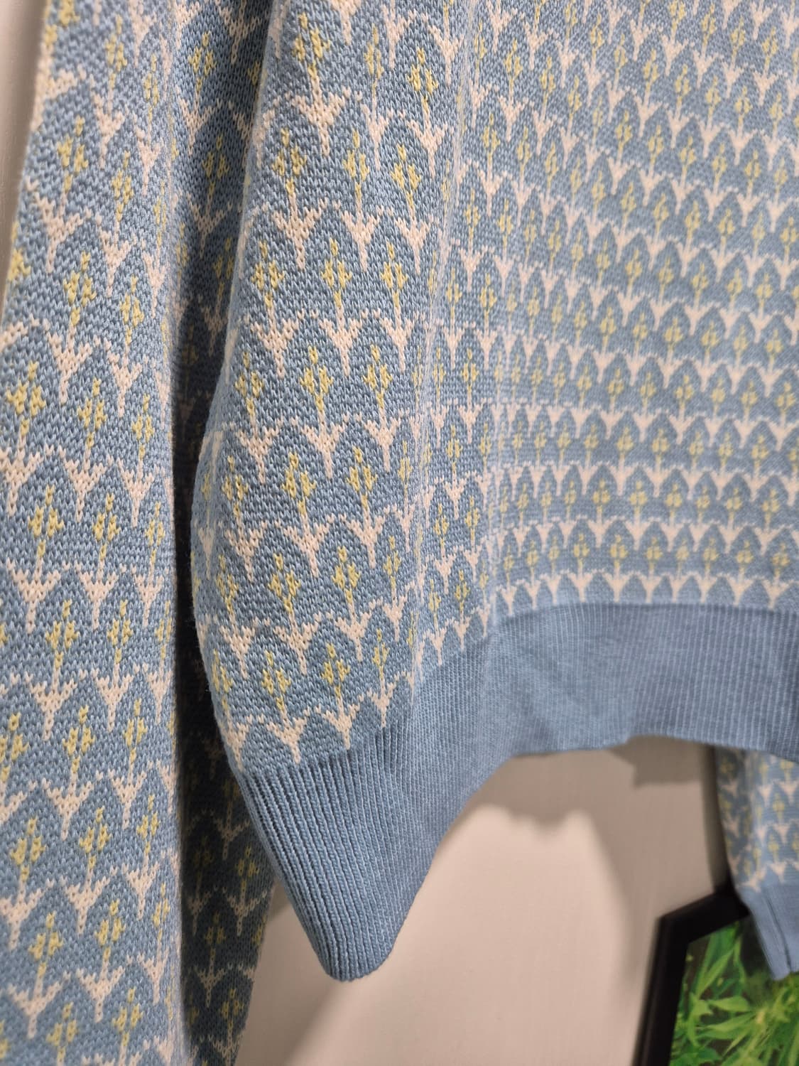 빈티지 패턴 크롭 가디건 하늘색 상품이미지9