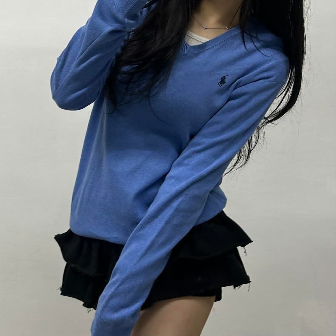 폴로 랄프로렌 피마코튼 브이넥 니트(S) 상품이미지1