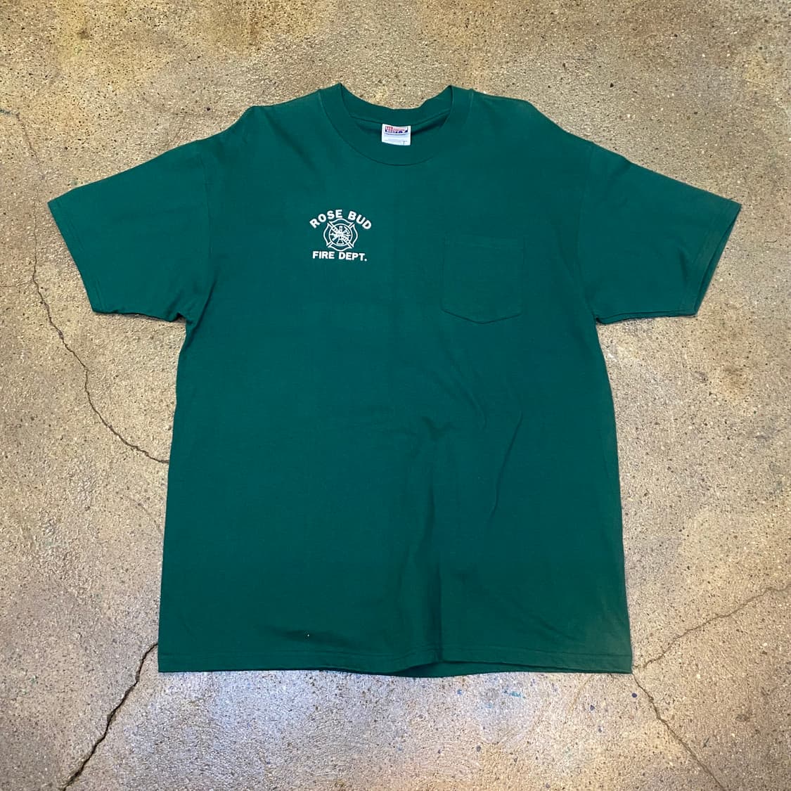 미국 빈티지 헤인즈 로즈버드 파이어맨 티셔츠 포켓 반팔티 상품이미지1