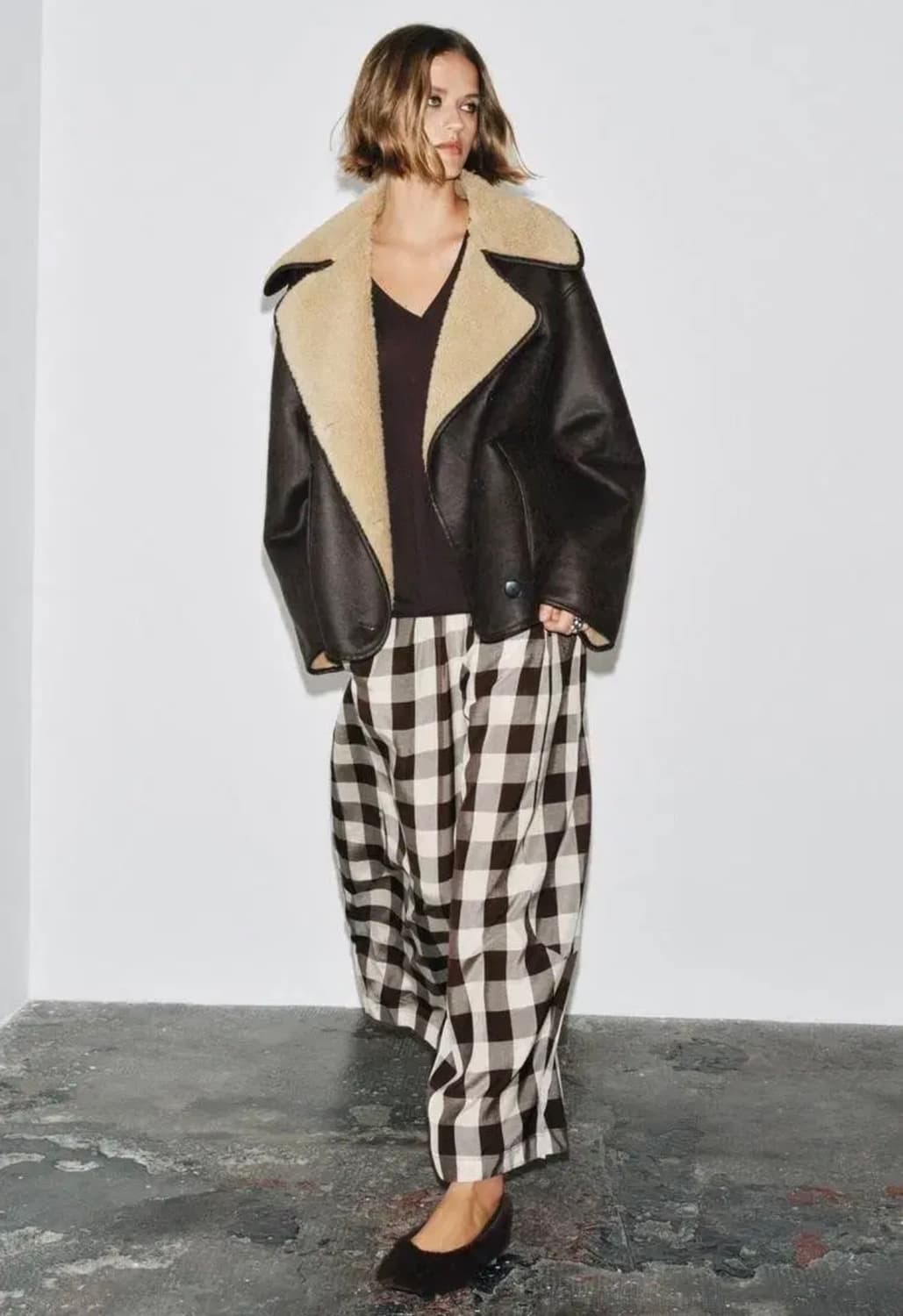 자라 ZW 컬렉션 양면 점퍼 브라운 xs 상품이미지3