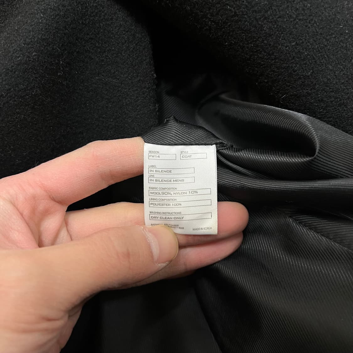 인사일런스 울 싱글 롱코트 [블랙] S/90 상품이미지5