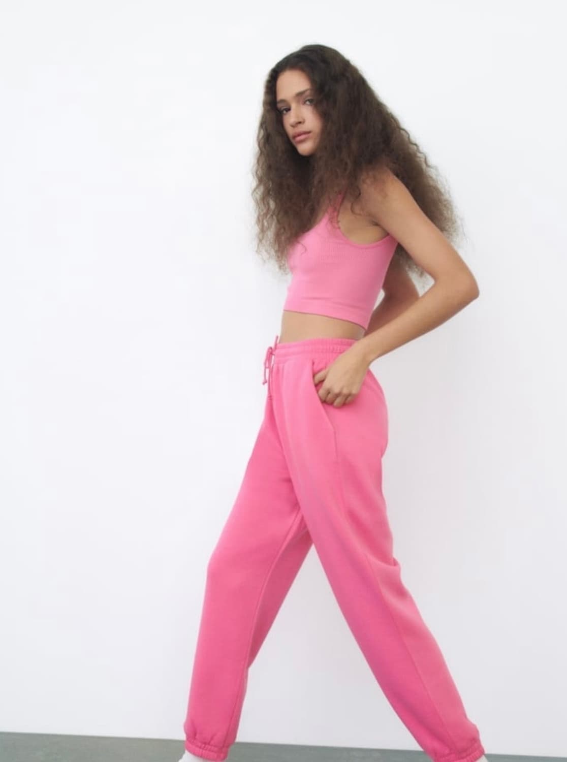 ZARA 자라 기모 조거 팬츠 핑크, 자라 기모 밴딩 팬츠 상품이미지3