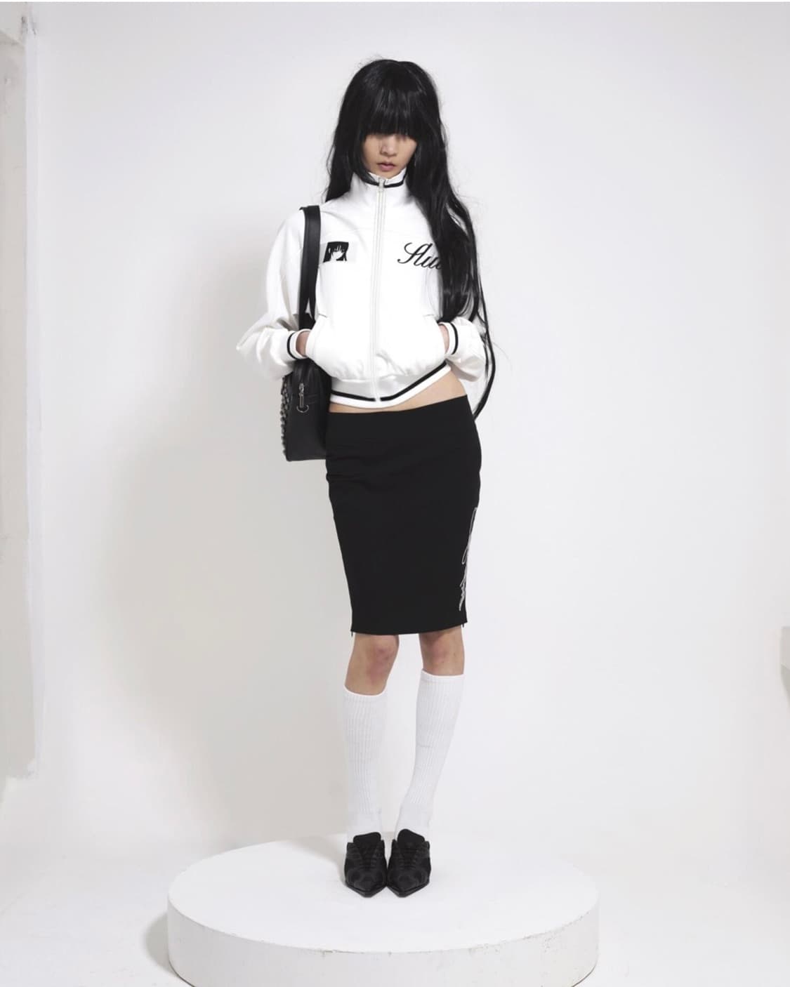 본네 슬릿 지퍼 스커트 블랙 상품이미지4
