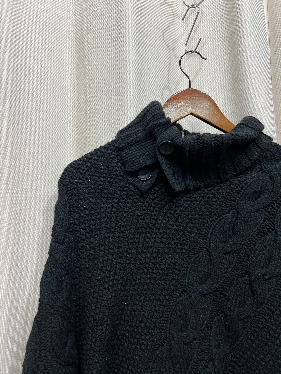 여성 케이블 하이넥 크롭 판쵸  상품이미지4