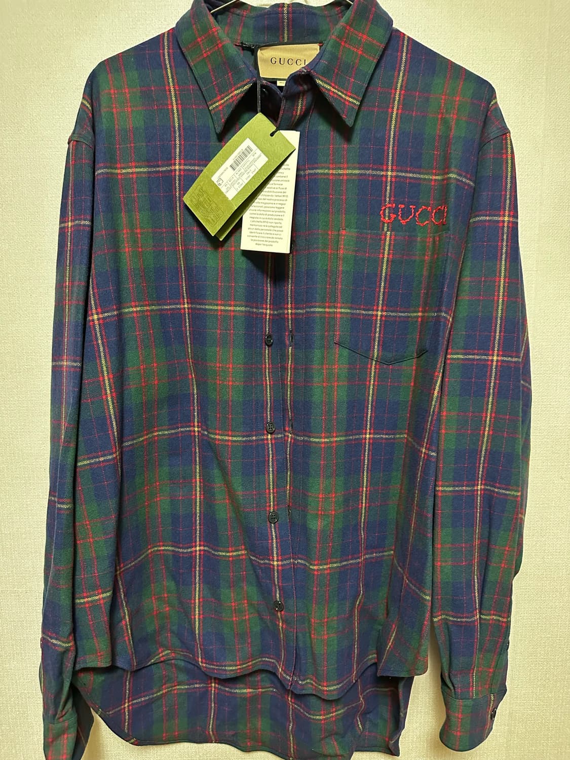 구찌 남성 플란넬 타탄 체크 셔츠 50 (새상품) 상품이미지1