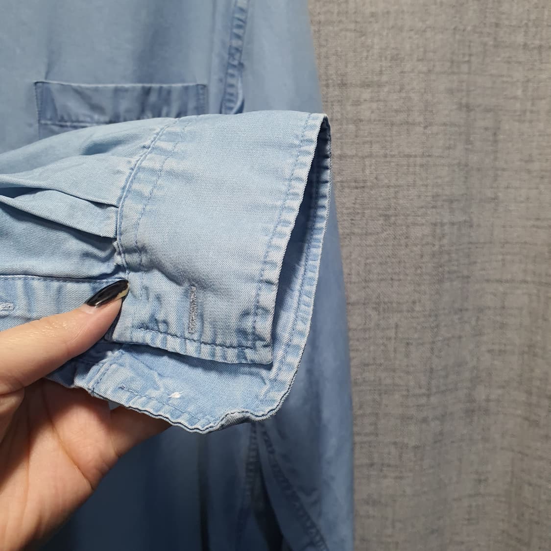 솔리드옴므 남성 레이온 데님 포켓 카라 셔츠  상품이미지3