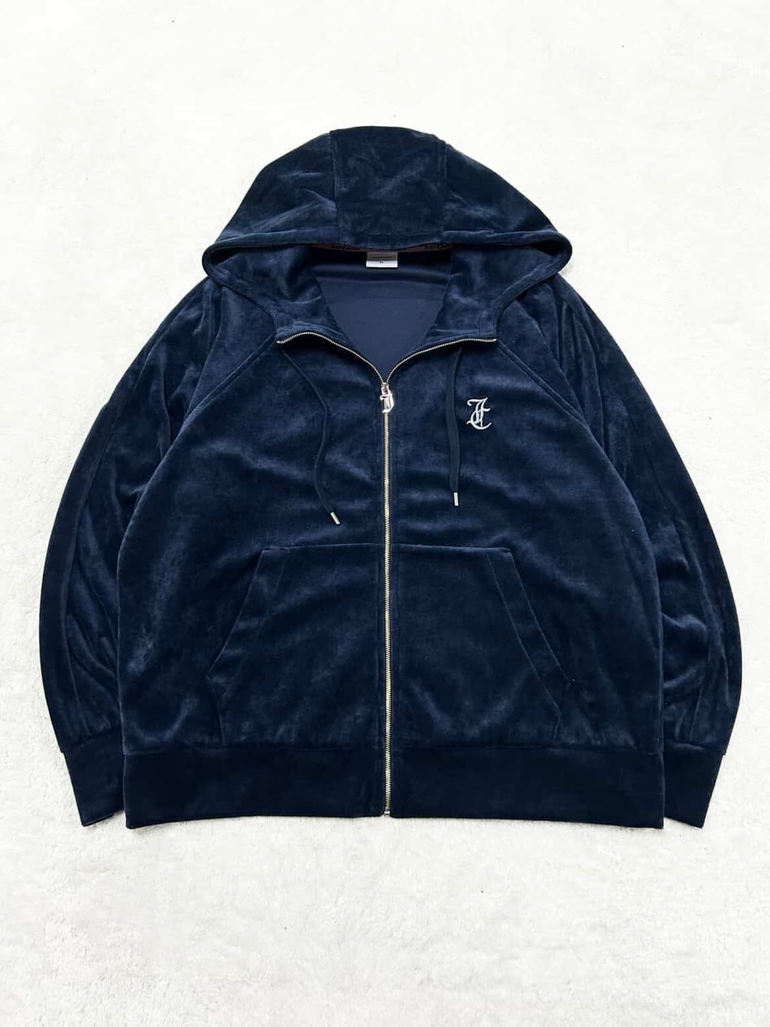 쥬시꾸뛰르 빅로고 네이비 벨벳 후드집업 상품이미지5