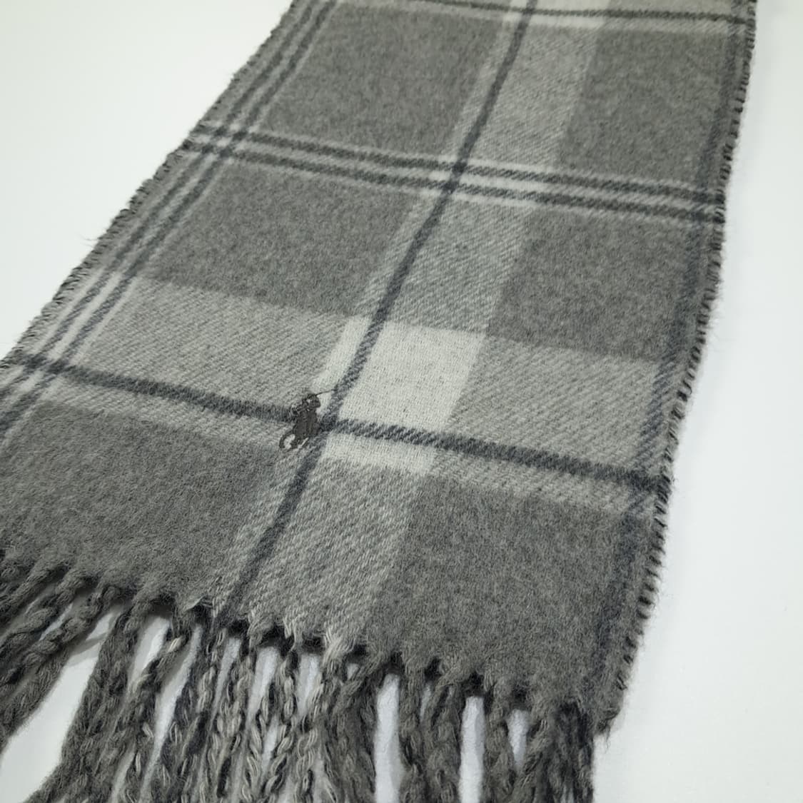 MX526 폴로 00s 이태리판 울 양면 체크 그레이 머플러 목도리 상품이미지3