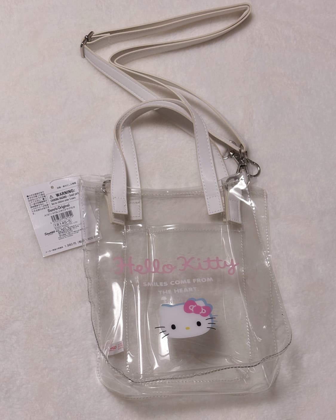 헬로키티 핀터깔 투명 폴리백 화이트 크로스백  상품이미지1