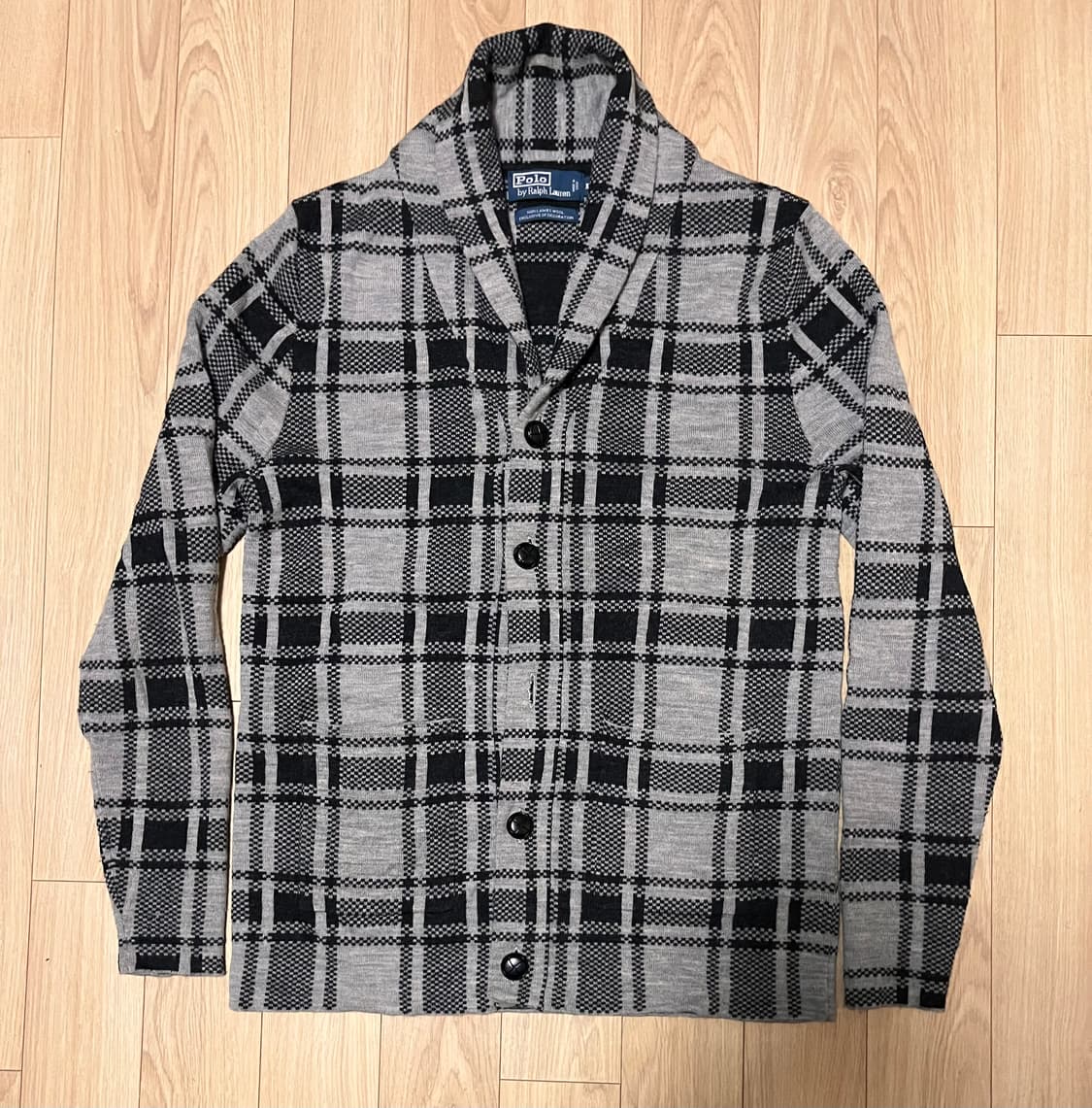 폴로 랄프로렌 숄카라 체크 가디건 XL 상품이미지1