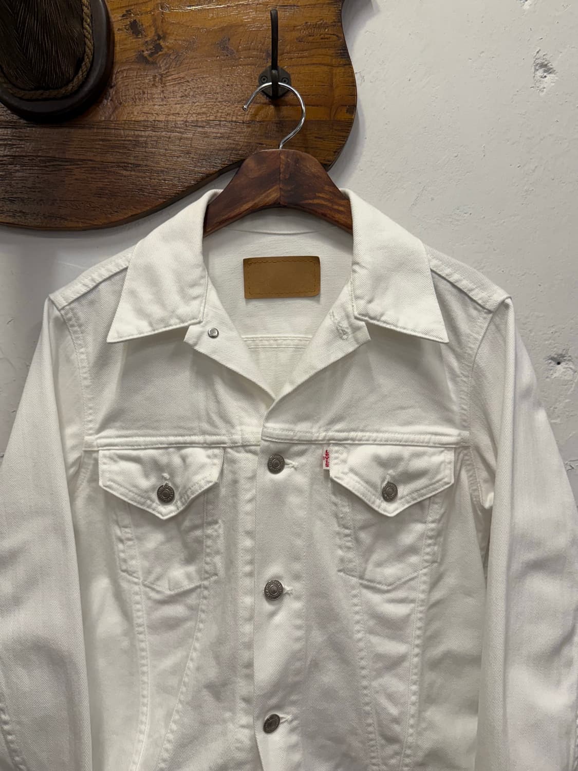 55) 90s Levi’s 리바이스 White Denim Trucker 상품이미지1