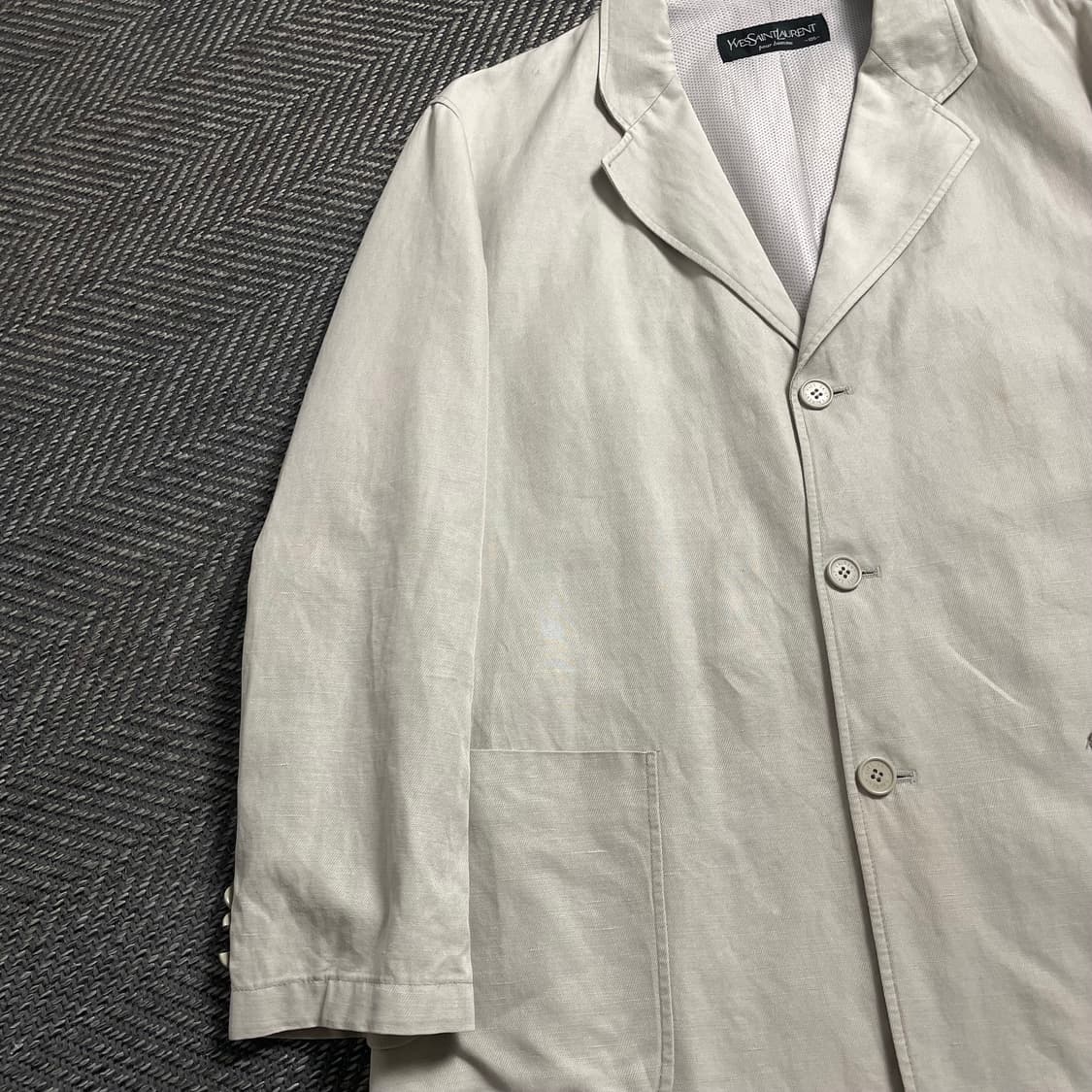 90s 입생로랑 자수로고 아카이브 치노 블레이저 자켓o 4694 상품이미지4