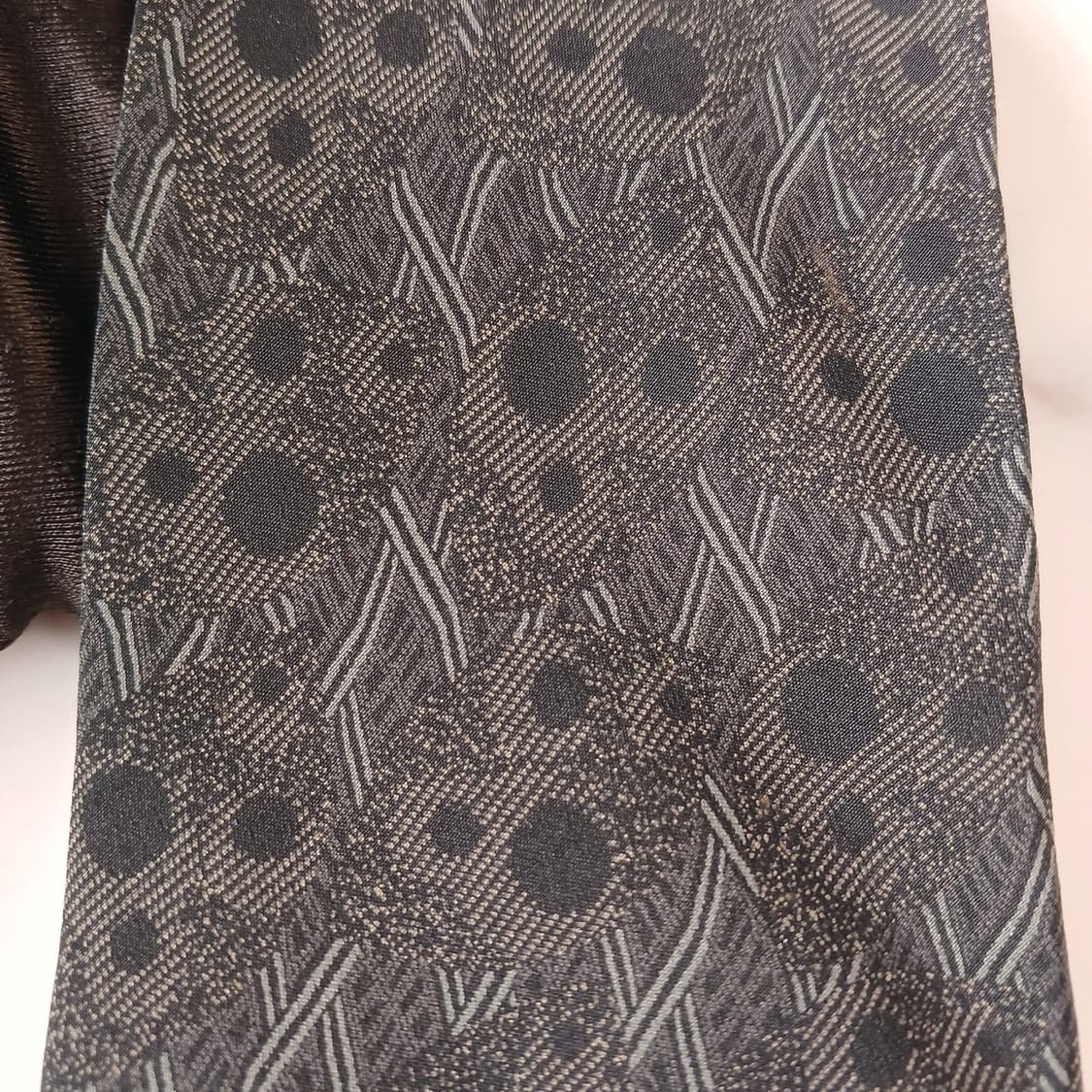 타케오 키쿠치 실크 블랙 패턴 넥타이 9.3cm A+등급 A19641 상품이미지7