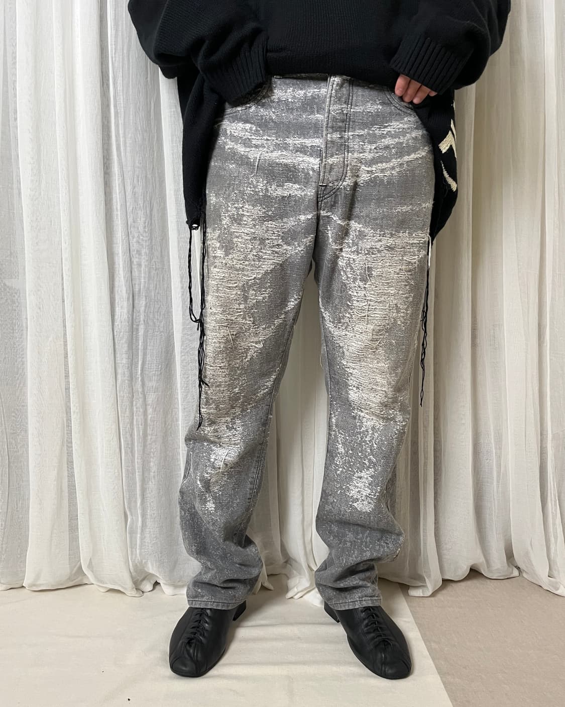 Taakk 24aw 자가드 스트레이트 데님 팬츠 boro 사시코 상품이미지1