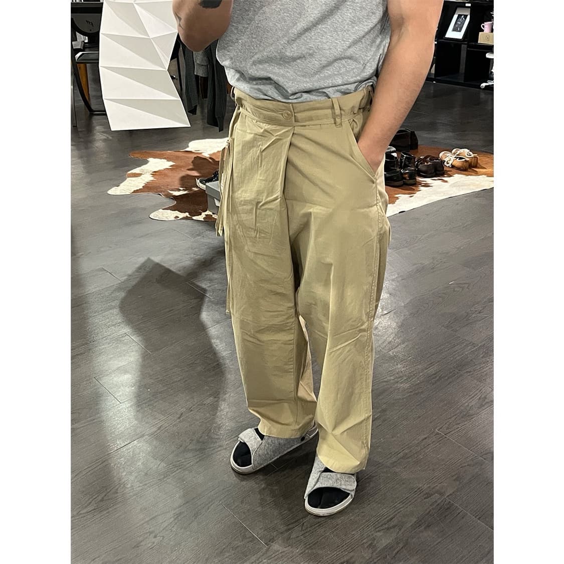 코큐 벨티드 코튼 팬츠 상품이미지5