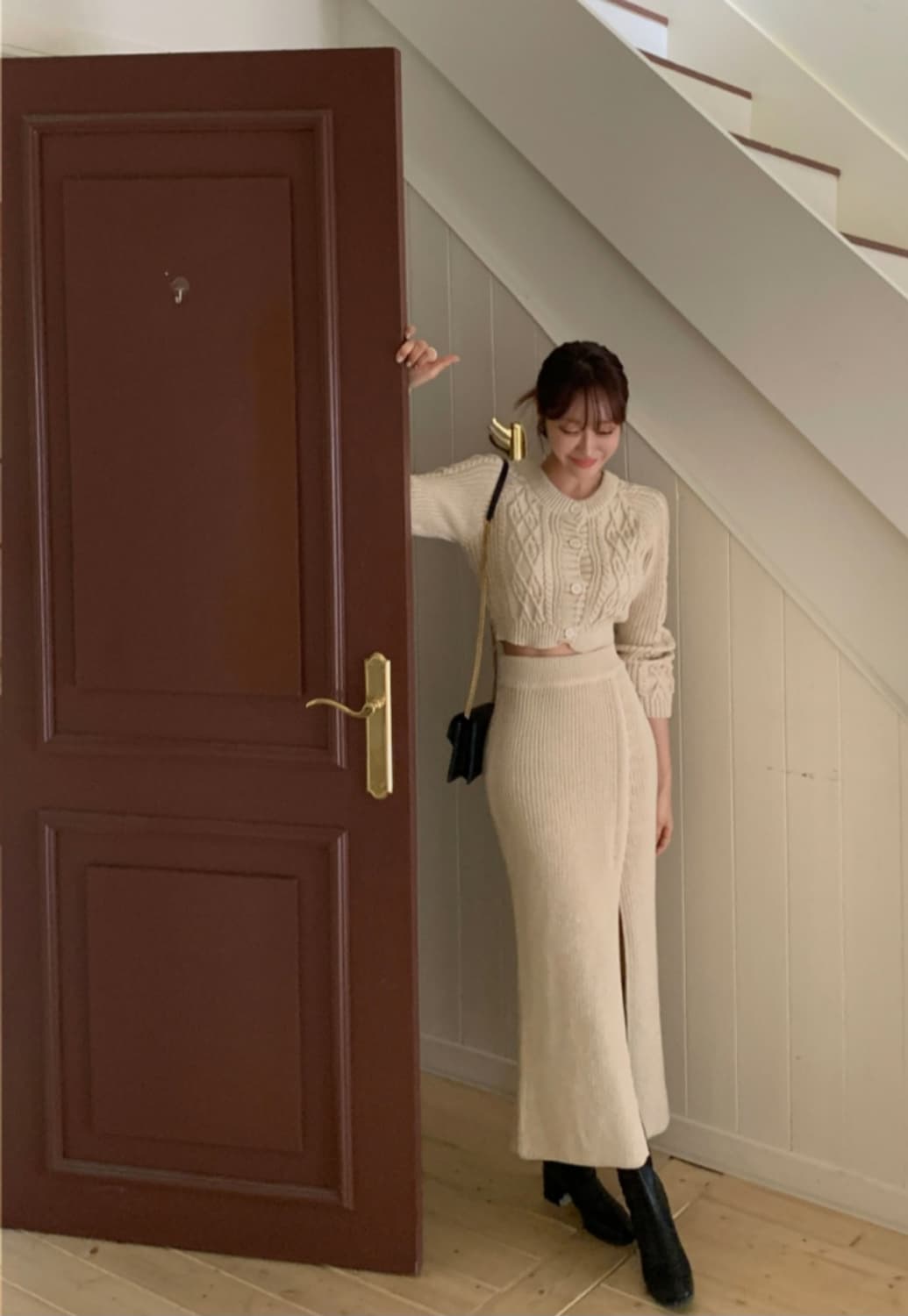 니트 가디건+스커트 세트 상품이미지4