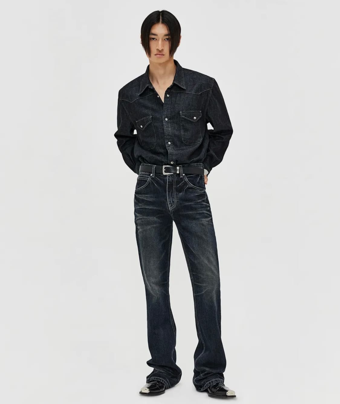 엘무드 테리 데님 셔츠 인디고 블루 (정가 9만원) 상품이미지5