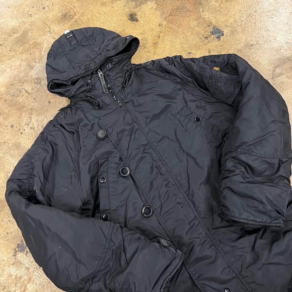 [정품] 알파인더스트리 블랙 후드 패딩 자켓 b15 상품이미지1