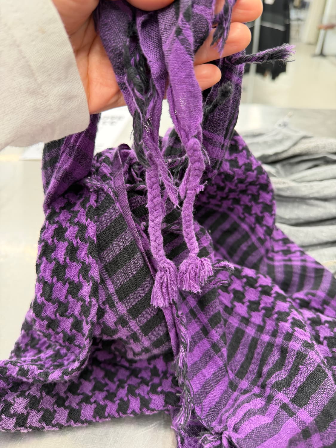 일본빈티지 퍼플 체크 크로스랩 스카프 상품이미지10