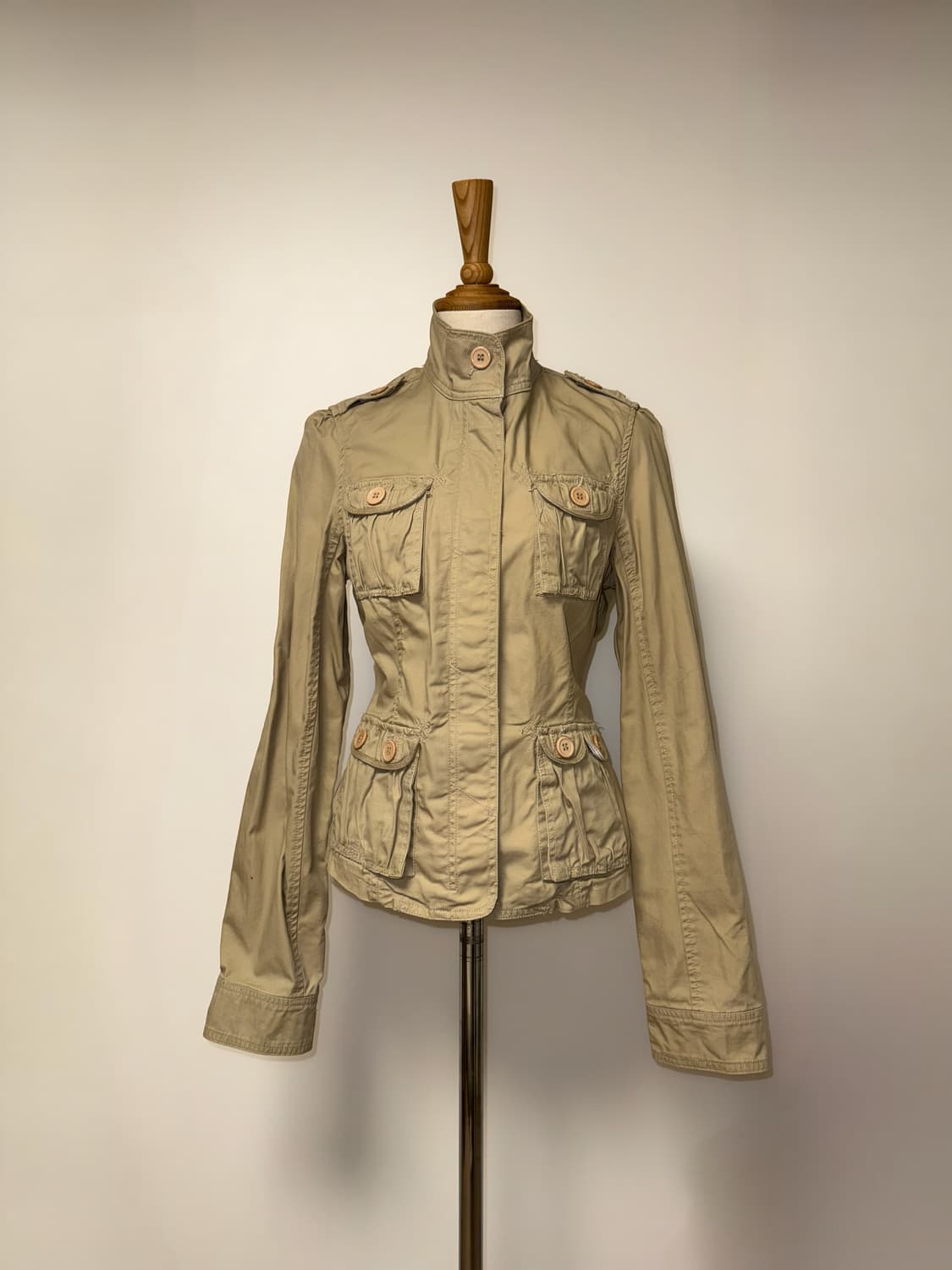 포켓 레이스 디테일 베이지 와투케 자켓 상품이미지1