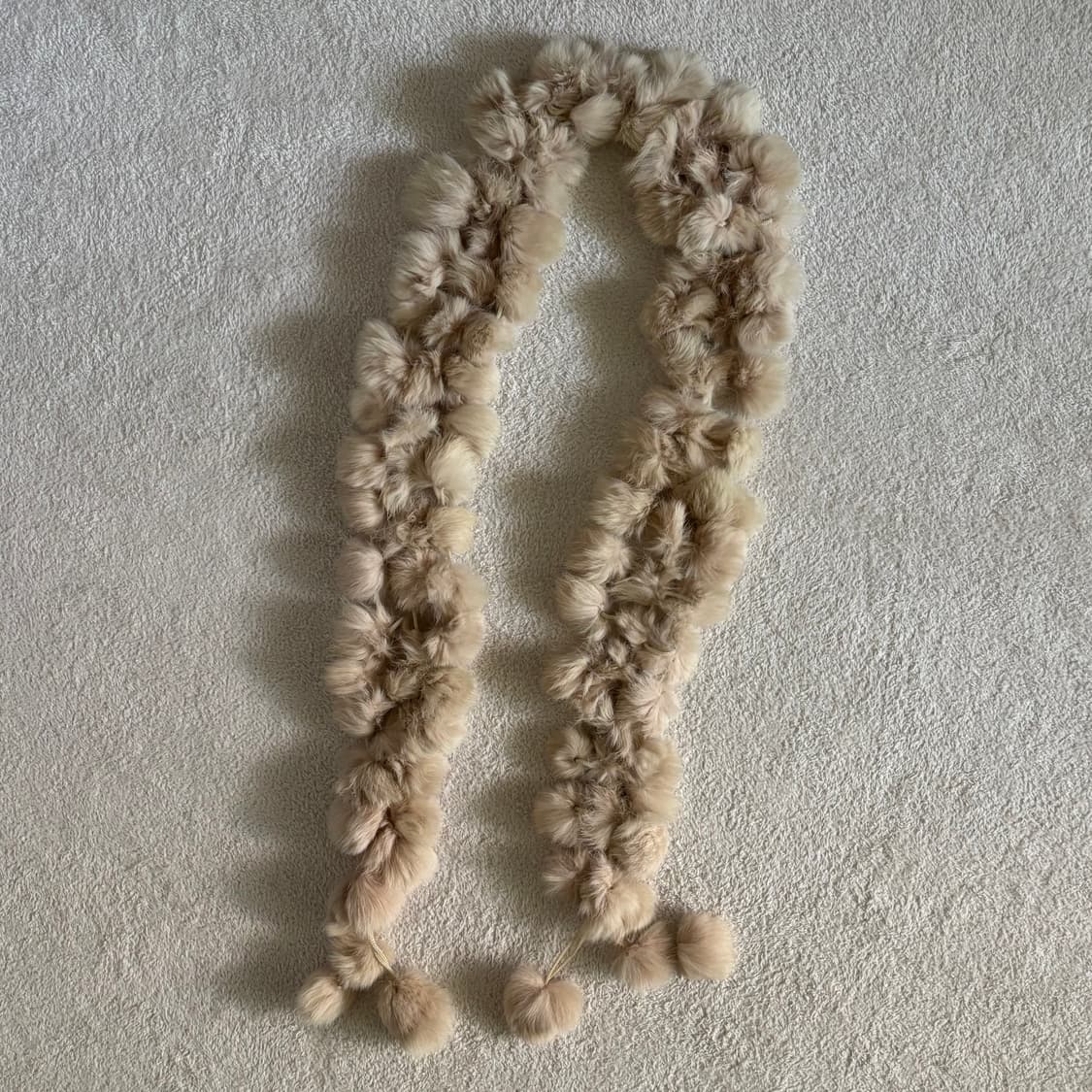 일본빈티지 히메갸루 모리걸 베이지 폼폼 목도리 상품이미지2