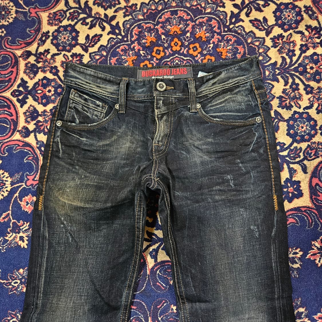 버커루 빈티지 y2k 워시드 가죽 포켓패치 데님 청바지 32 상품이미지5