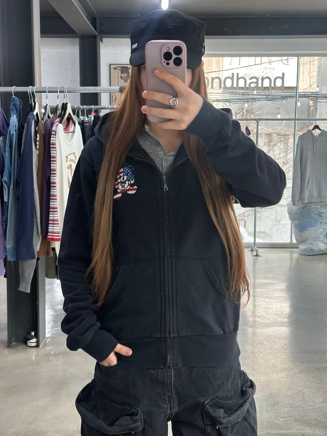 히스테릭글래머 성조기 퍽베어 후드집업 상품이미지4