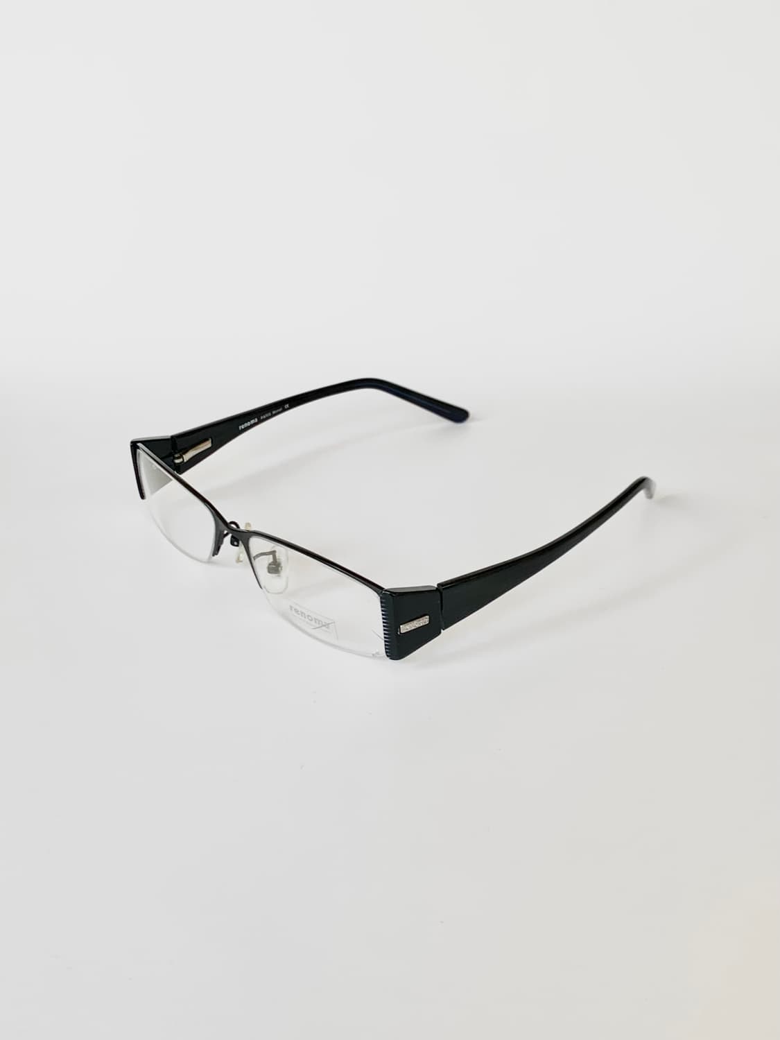 [픽키-581] 블랙 하프림 사각 안경테 남성용 메탈 콤비 상품이미지2
