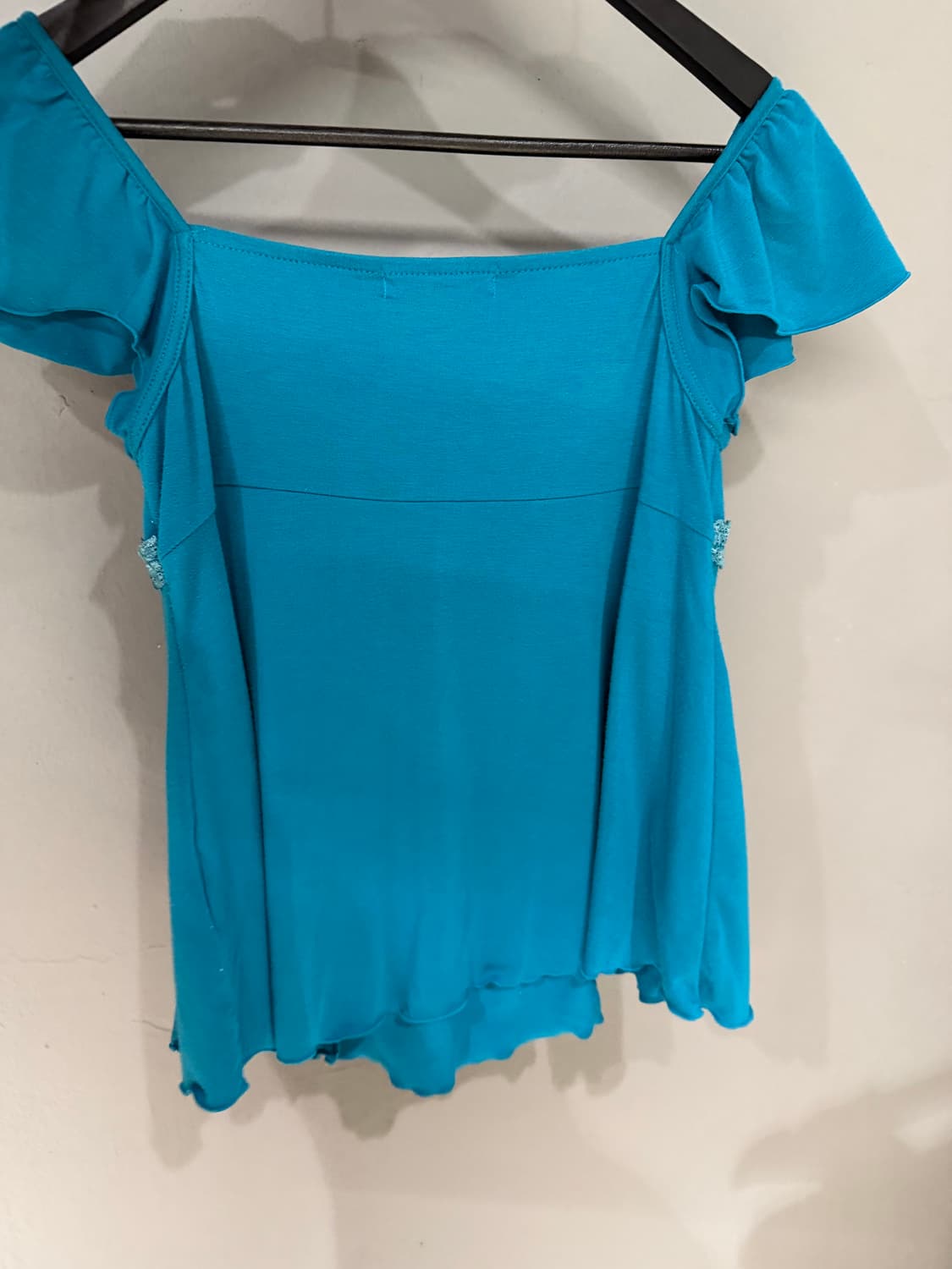 Aqua blue lace line button-up top 상품이미지9