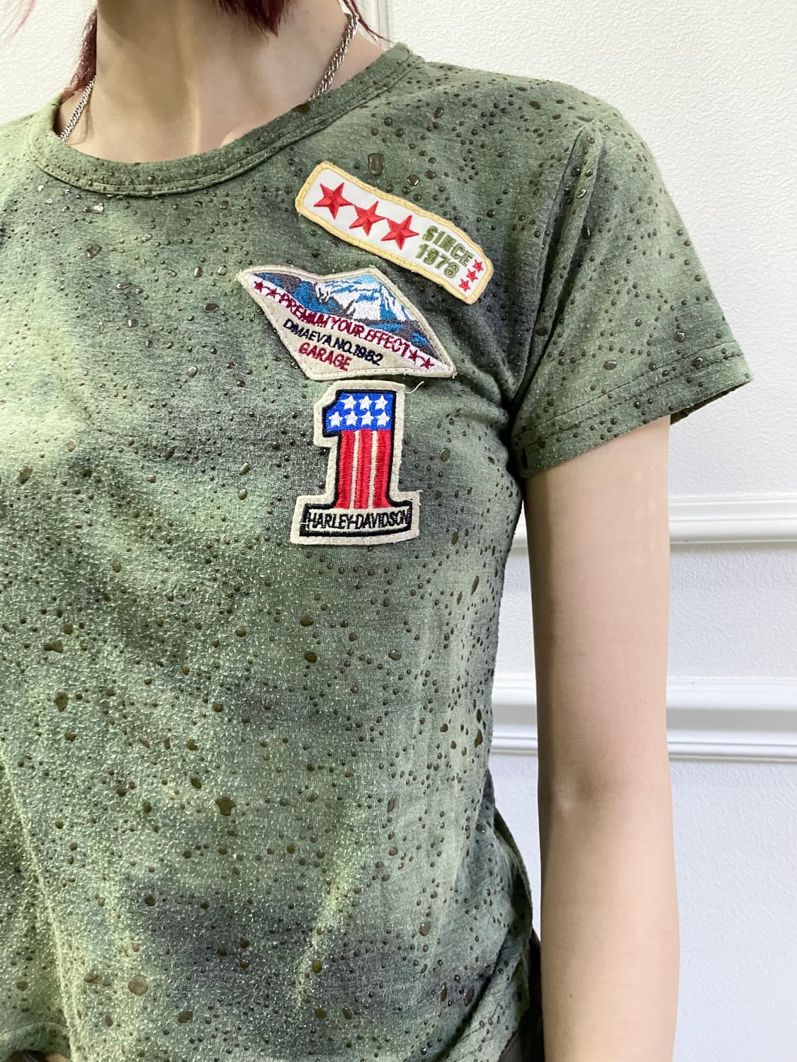 Y2K Patch Detail Green Top 와투케 상품이미지3