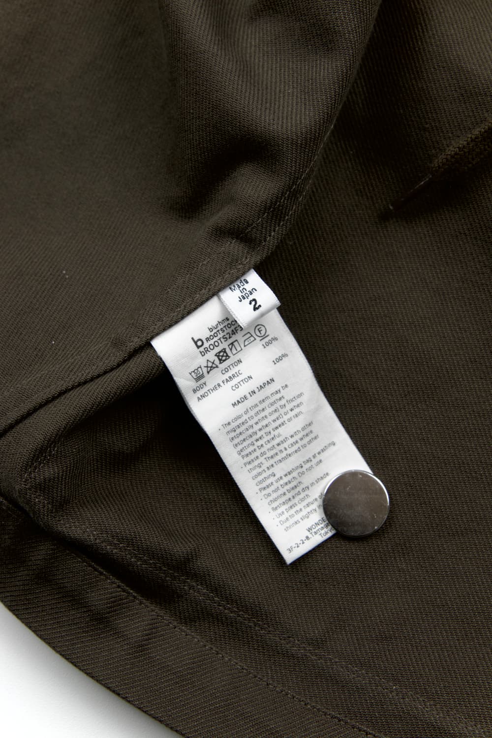 BLURHMS ROOTSTOCK 코튼 서지47 자켓 카키브라운 상품이미지6