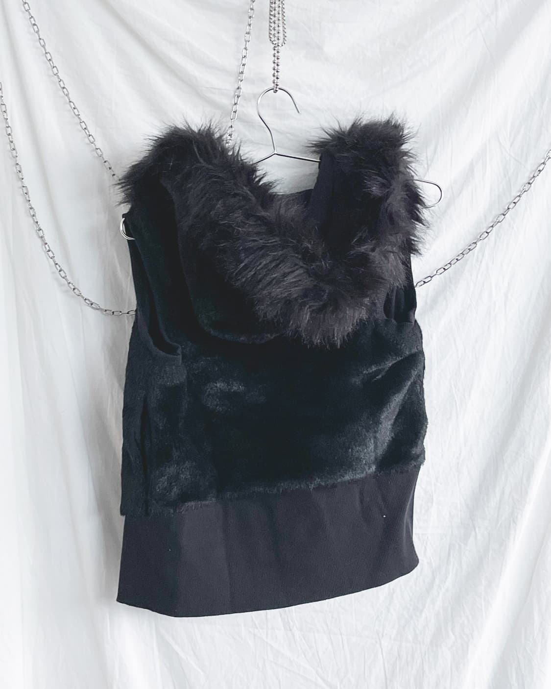 a/x 아르마니 익스체인지 asymmetric 크롭 퍼 후드베스트 상품이미지8