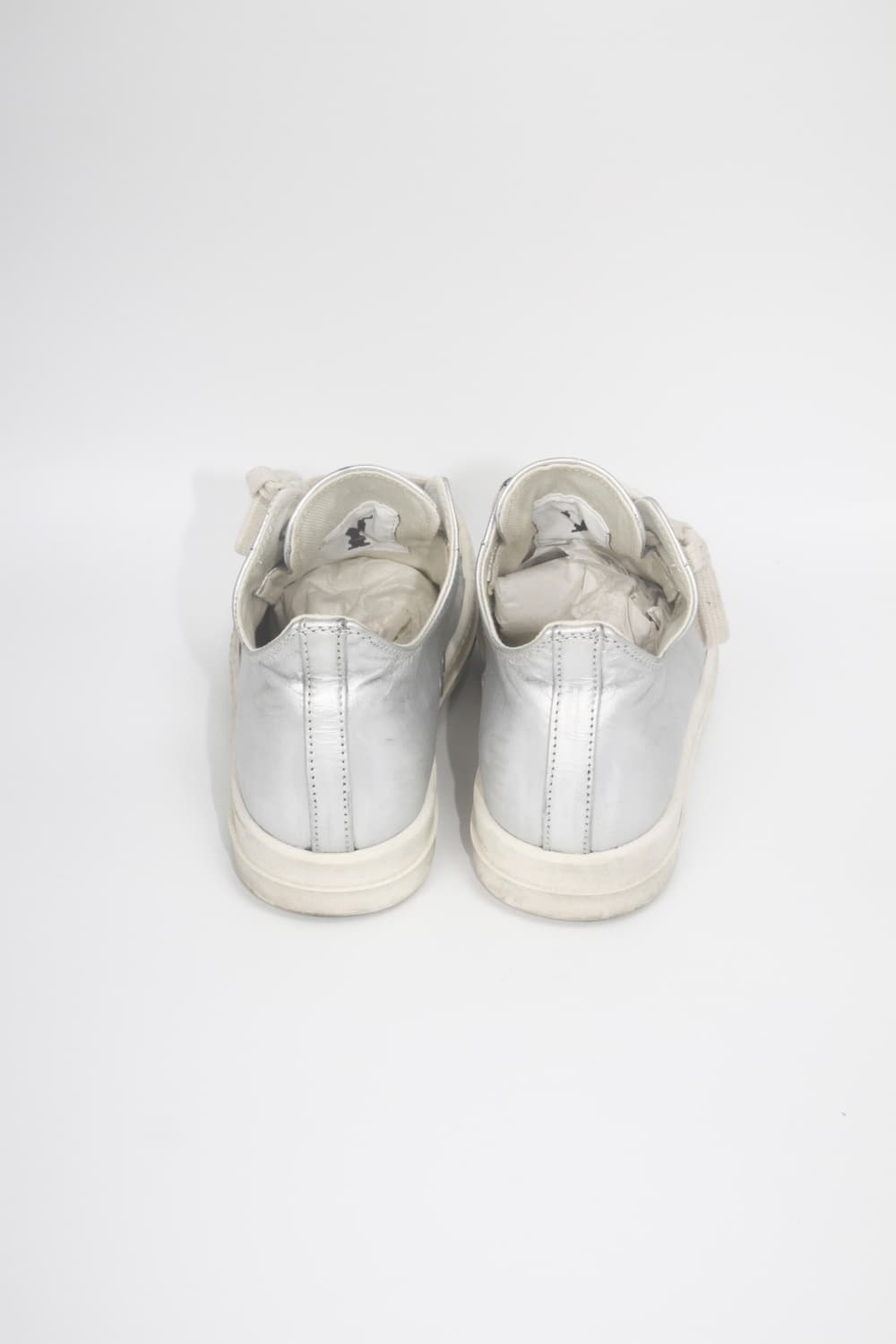 릭오웬스 다크쉐도우 실버 새틴 라몬즈 로우 스니커즈 상품이미지4