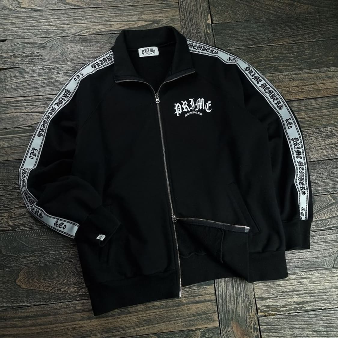 [프라임멤버스] 레터링 프린팅 오버핏 져지 트랙탑 집업 자켓 M18538 상품이미지1