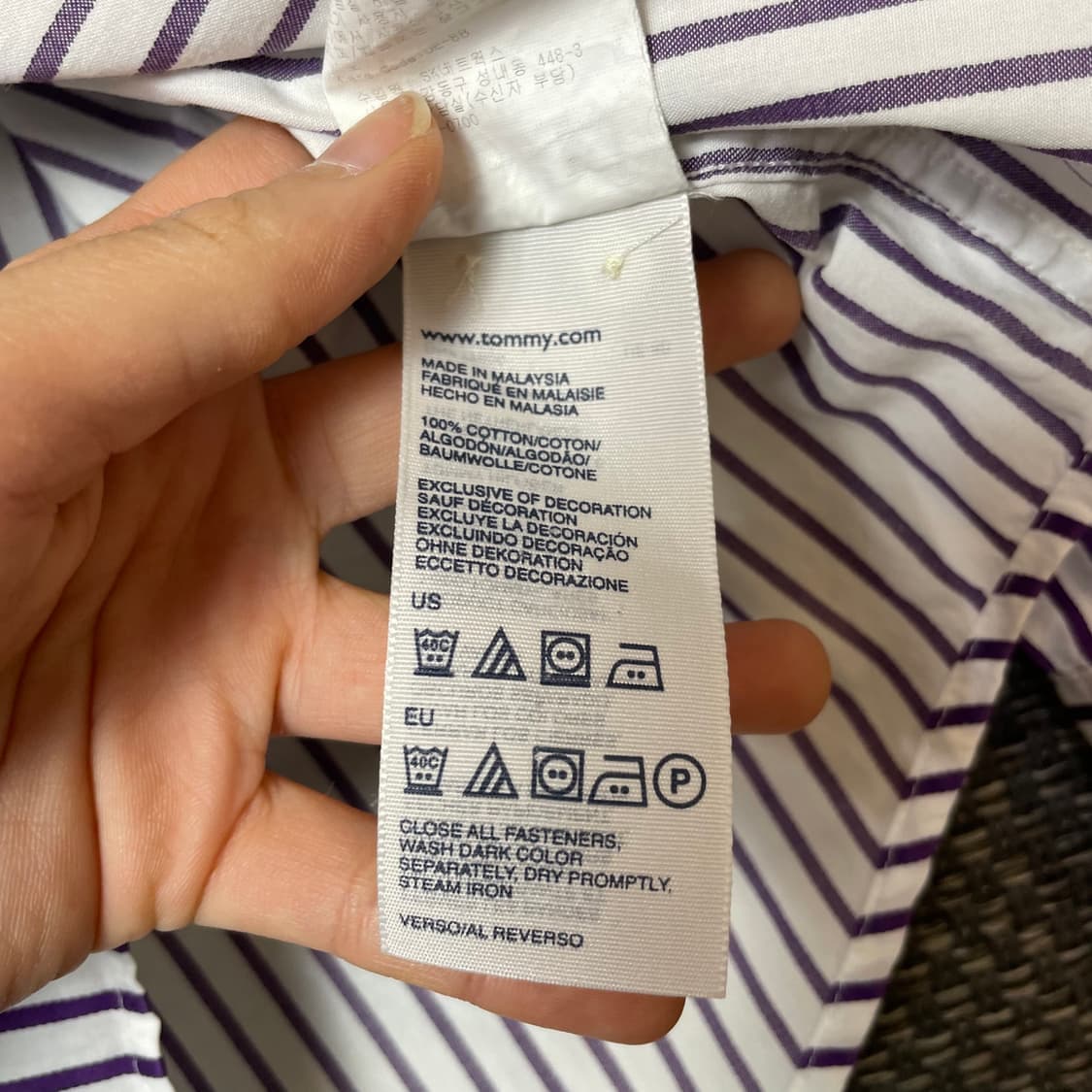 타미힐피거 퍼플 스트라이프 빈티지핏 긴팔 셔츠 S 상품이미지6