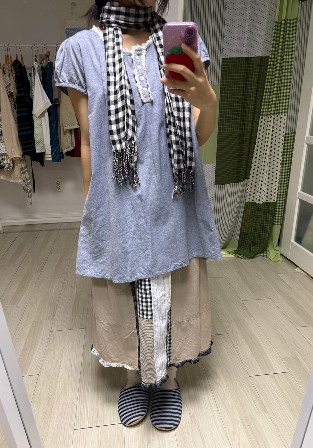 블랙 체크 스카프 상품이미지7