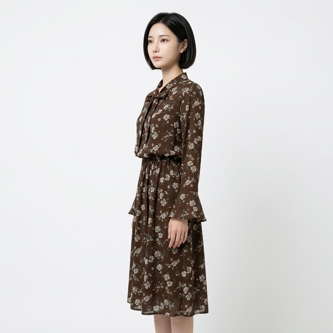 브라운 타이 원피스 상품이미지2