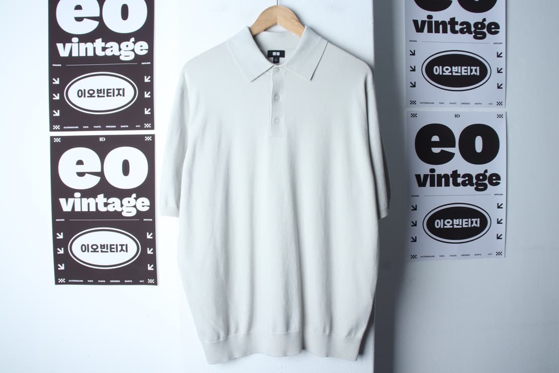 (XL-2XL) 유니클로 반팔 카라 티셔츠 니트 무지-H3H33832 상품이미지2