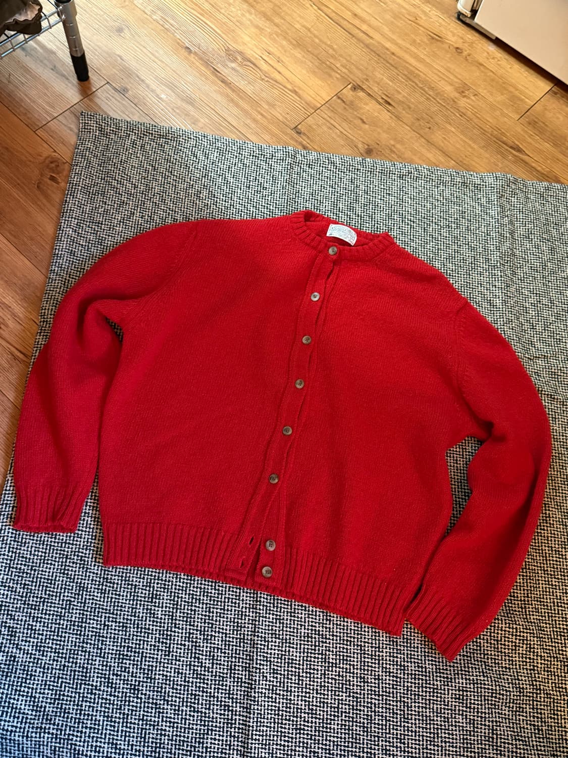 50s USA 펜들턴 울 라운드넥 가디건 L 레드 상품이미지1
