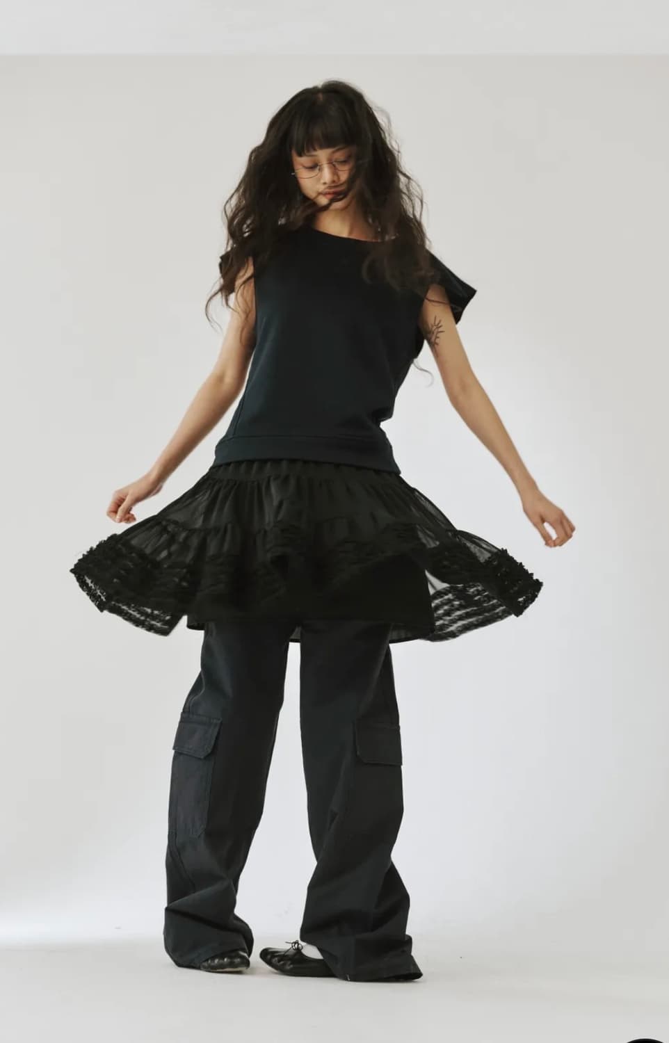 Plzproject 메쉬 스커트 그레이 상품이미지1