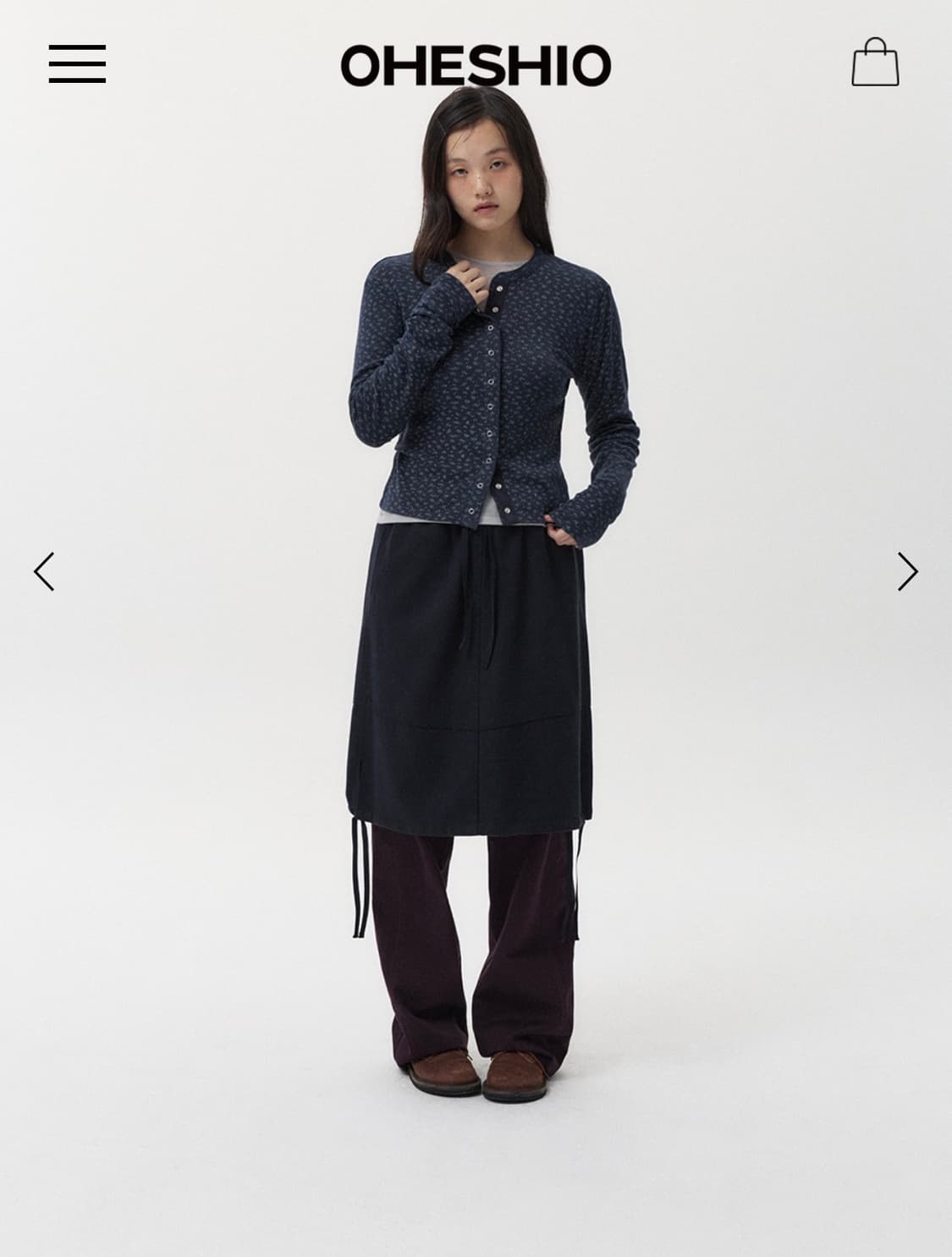 새상품) 오헤시오 스티치 밴딩 미디 스커트 상품이미지2