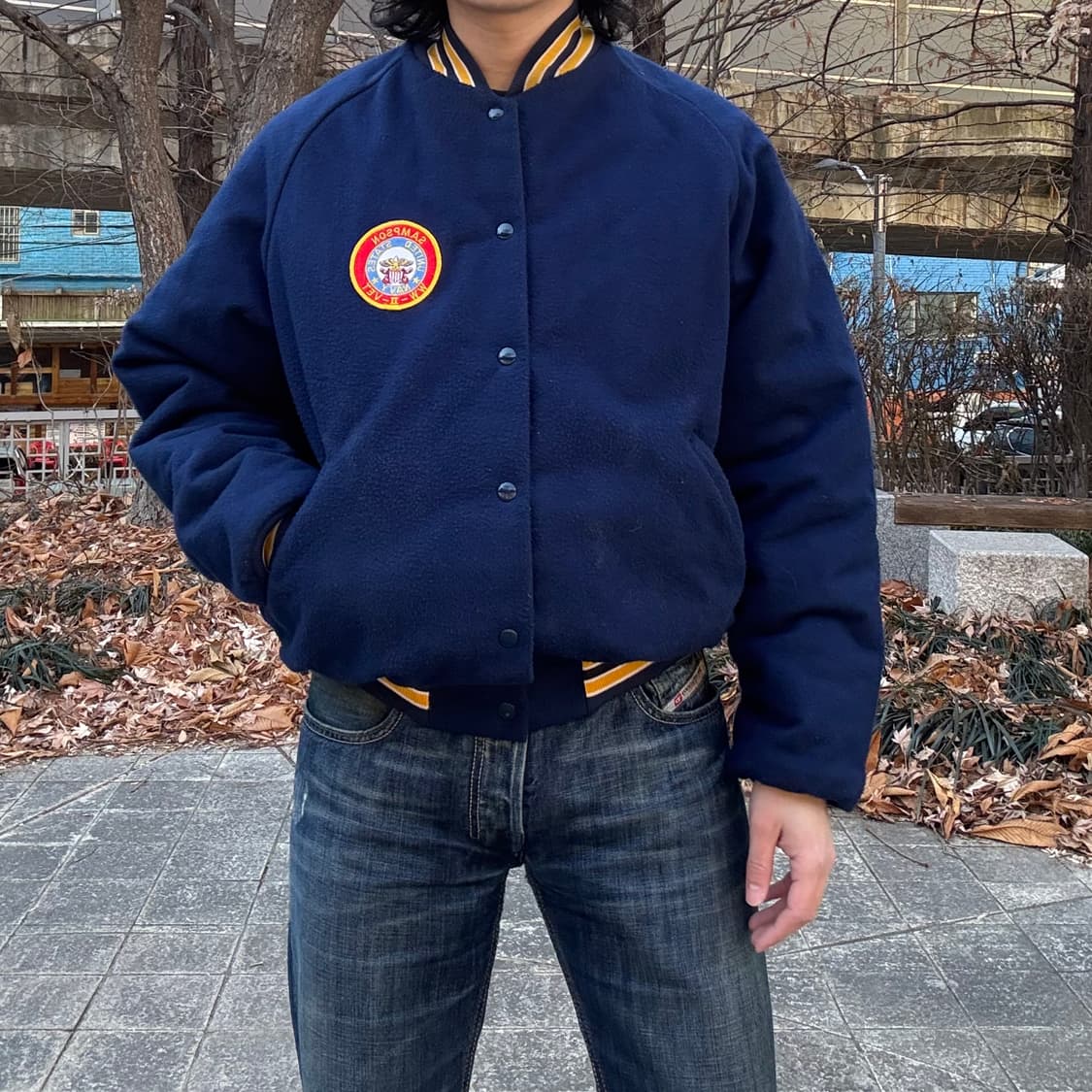 80s USA 미 해군 U.S. Navy 바시티 자켓 상품이미지2