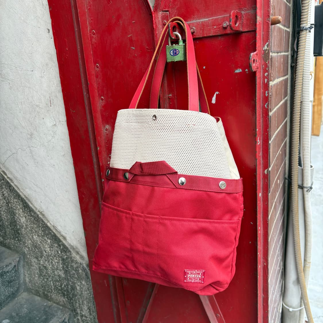 포터 레드 / 아이보리 그물 토트백(분리가능) 상품이미지7