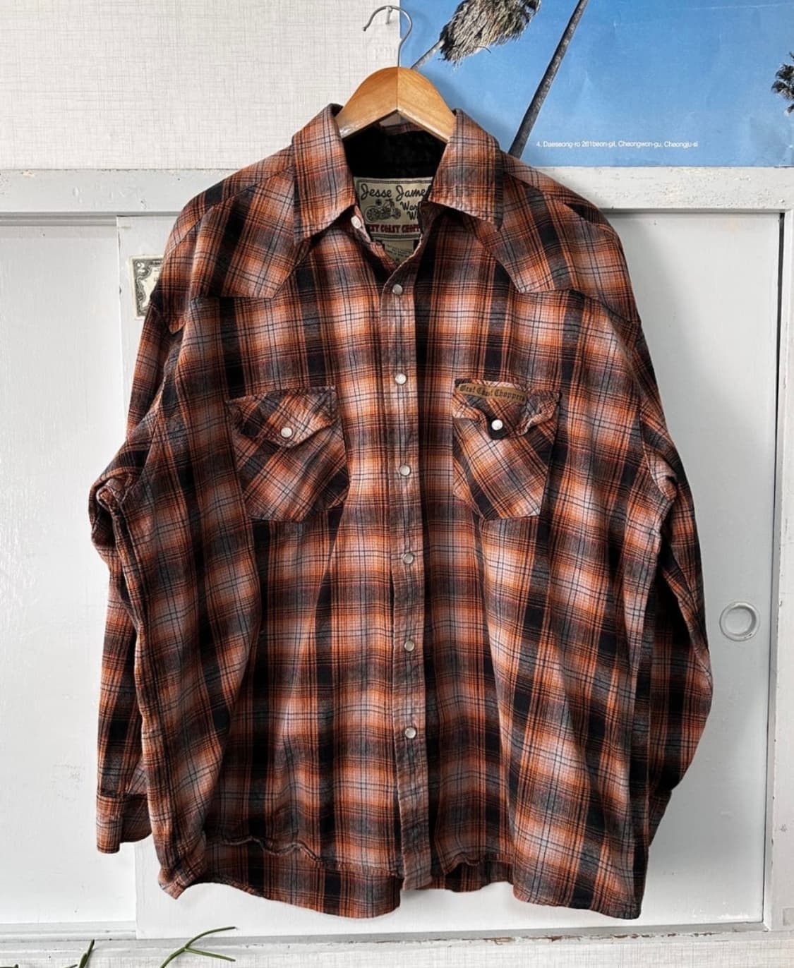 XL) 90s 웨스트코스트챠퍼스 웨스턴 체크셔츠 상품이미지2