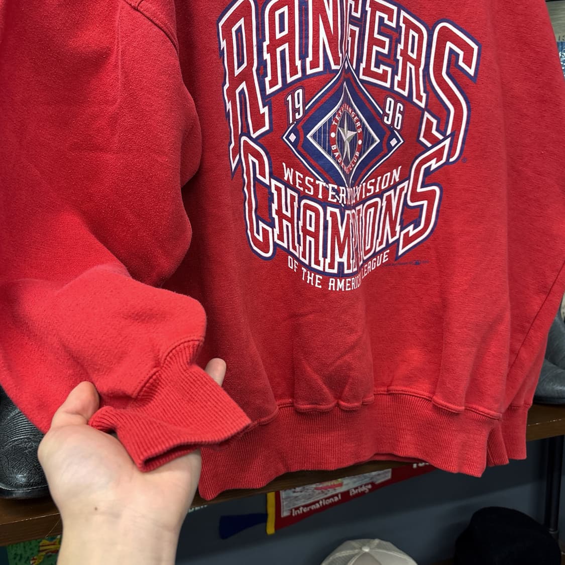 90s MLB 텍사스 레인저스 디비전 챔피언 클럽크루 스웻셔츠 N785 상품이미지4